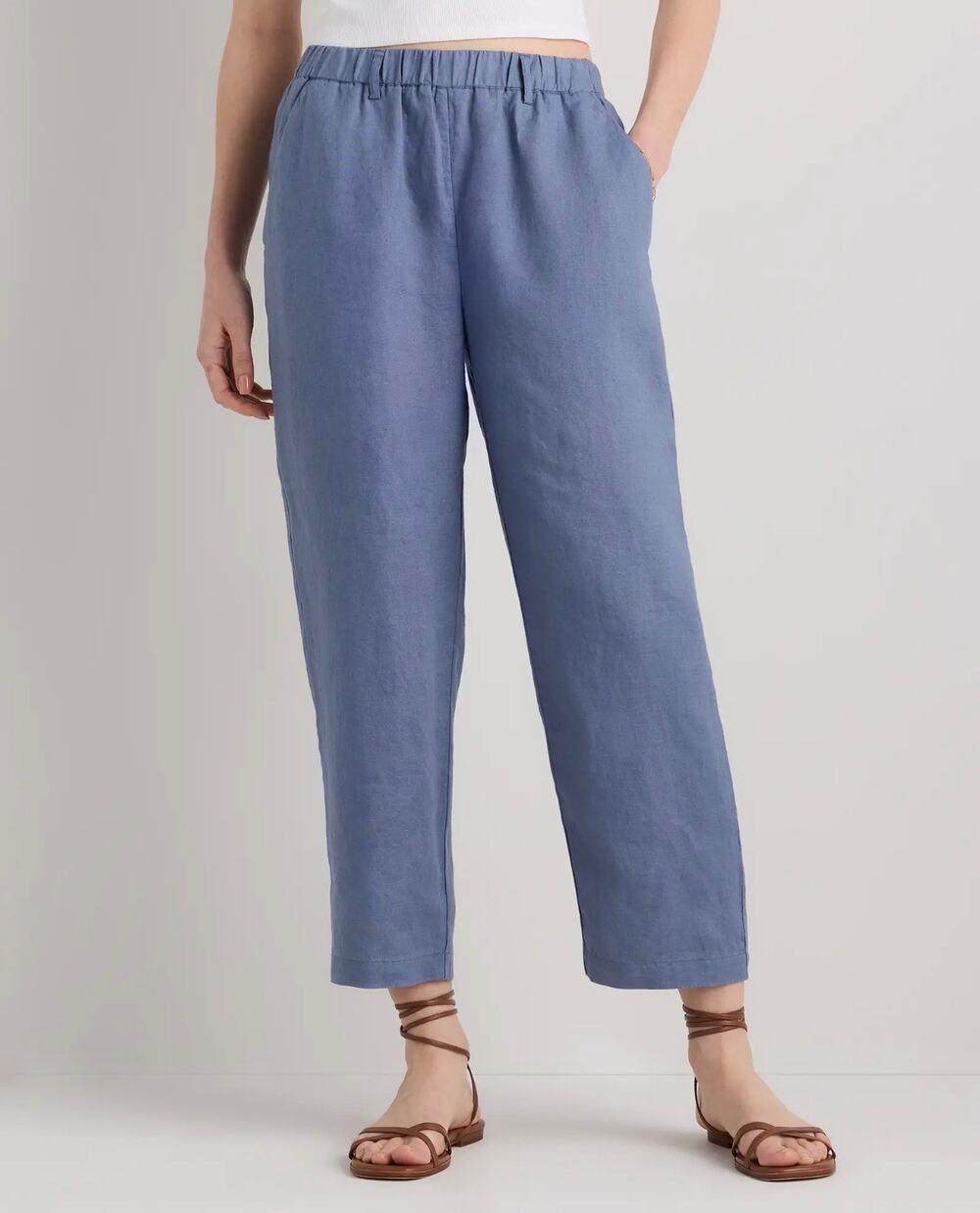 Quince Pants Womens XL Moonstone Blue European Linen Pull On Lagenlook Travel